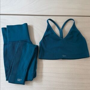 SET Active Teal Sports Bra and Leggings Set